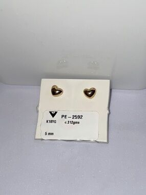 K18YG Gold Heart Stud Earrings - 5mm